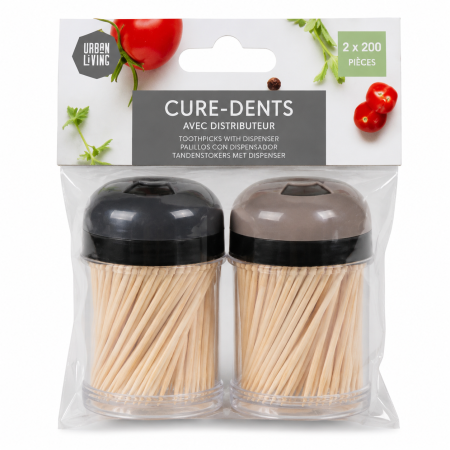 LES INDISPENSABLES CURE DENTS X400PCS 3 COULEURS ASSORTIES GRIS/TAUPE/ROUGE