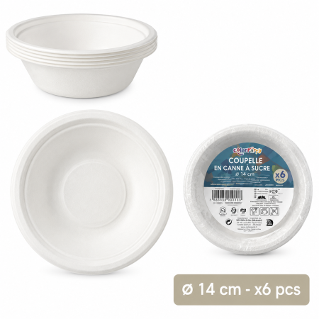 COUPELLE EN CANNE A SUCRE D14CM X6PCS EN DISPLAY