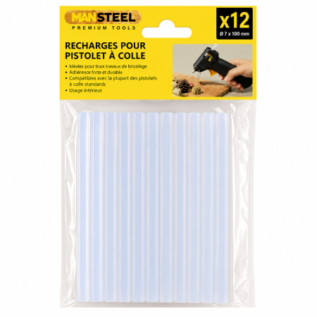 BRICO RECHARGE POUR PISTOLET A COLLE X12PCS
