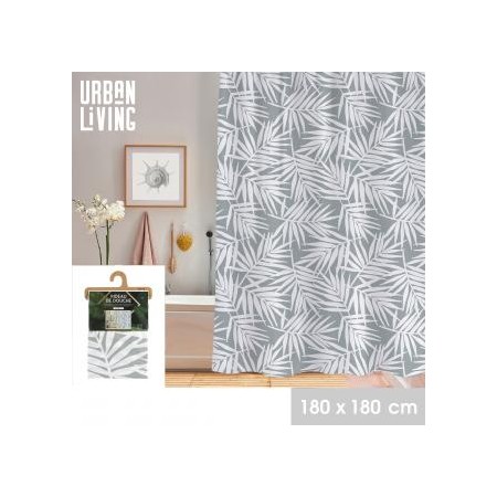 RIDEAU DE DOUCHE EN PLASTIQUE AVEC 12 ANNEAUX DESIGN JUNGLE 180X180CM