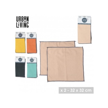 MICROFIBRE 32X32CM X2PCS 5 COULEURS ASSORTIES
