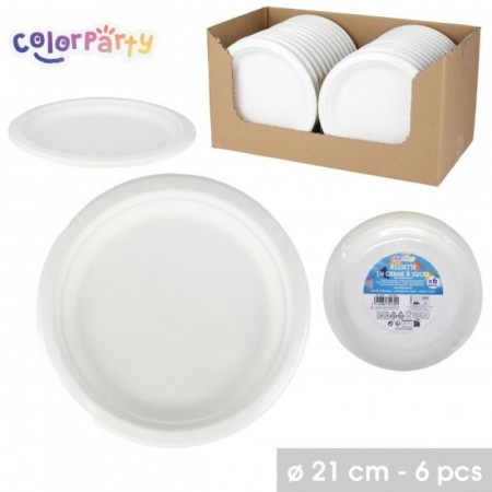 ASSIETTE EN CANNE A SUCRE D21CM X6PCS EN DISPLAY