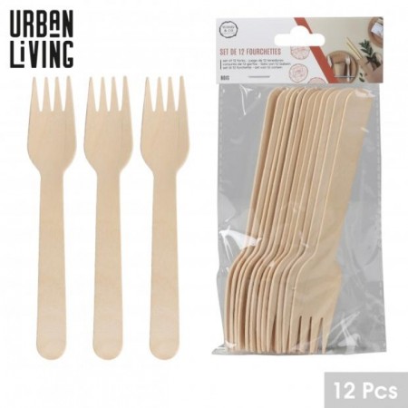 SET DE 12 FOURCHETTES EN BOIS H16CM